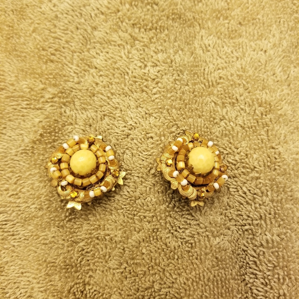 Miriam Haskell Clip On Earrings